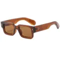 Gafas de sol cuadradas ámbar para hombre con protección UV y montura translúcida gruesa - Té Transparente / Lente Té