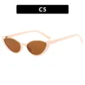 Stijlvolle retro cat-eye zonnebril met lichtroze montuur en donkerbruine glazen voor dames - Metalen Scharnier / Beige Frame Thee Lens