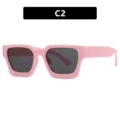 Gafas de sol cuadradas con montura rosa, protección UV, estilo moderno - Marco Rosa Lente Gris(C2)