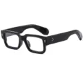 Gafas de sol cuadradas negras para hombre con elegantes lentes teñidas de azul - Negro Brillante Lente Transparente