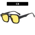 Stilvolle Retro-Pilotenbrille mit Doppelsteg, schwarzem Rahmen und hellgelben Gläsern - Glänzend Schwarz Gelbe Linse