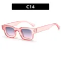 Gafas de sol retro con montura rosa transparente y lentes degradadas violetas SKU C14 - Estilo C14 (5306) / Rosa Claro / Degradado Gris