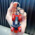 Red miniature beach motorcycle ATV keychain toy for backpacks and car key rings - Red