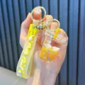 Simpatico portachiavi tazza di bubble tea con unicorno giallo e ciondolo glitterato - Stile Pretty Good / Giallo