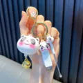 Portable cute panda nail clipper and ear pick keychain accessory for bags and student gifts - White Panda