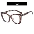 Retro square tortoiseshell patterned TR90 eyeglass frame SKU C2 with anti-blue light lenses - Square Oversized Style (TR2126) / Clear Black Floral