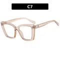 Transparent pink square TR90 frame blue light blocking glasses style C7 - Square Oversized Style (TR2126) / Light Brown