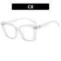Square transparent anti-blue light glasses frame for women, variant C8, TR90 material - Square Oversized Style (TR2126) / Clear White