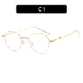 Elegant gold round metal frame glasses for women featuring slim decorative temples - As Pictured / Round Style (C1) / Gold Frame Clear Lens