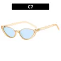 Vintage cat-eye zonnebril met geel transparant montuur en blauwe glazen C7 - Metalen Scharnier / Transparant Geel Frame Blauwe Lens