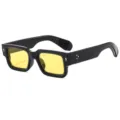 Gafas de sol cuadradas retro clásicas con montura negra y lentes amarillas para hombre - Montura negra brillante lentes amarillas