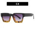 Gafas de sol cuadradas de moda con lentes degradadas violetas y montura de leopardo - Negro Carey Lente Gris (C4)
