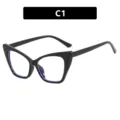 Classic black cat-eye anti-blue light glasses frame for women with retro literary style - Cat Eye Style (C1) / Bright Black