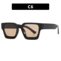 Lunettes de soleil carrées noires avec verres marron, protection UV400, variante C6. - Noir Brillant Lentille Thé (C6)