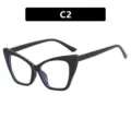 Retro black cat-eye anti-blue light glasses frame for women with clear lenses, model C2 - Cat Eye Style (C2) / Matte Black