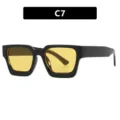 Lunettes de soleil tendance à monture carrée avec verres jaunes et cadre noir C7 - Noir Brillant Verre Jaune (C7)