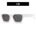 Lunettes de soleil rétro à monture carrée blanche avec verres gris protection UV C8 - Blanc Solide Lentille Grise (C8)