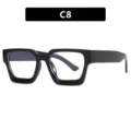 Monture de lunettes noire carrée épaisse à la mode variante SKU code couleur C8 - Noir Brillant/Blanc (C9)