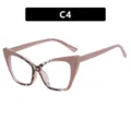 Pink and tortoiseshell cat-eye anti-blue light glasses frame for women, model C4 style - Cat Eye Style (C4) / Coffee Leopard