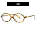 Retro oval tortoiseshell glasses frame C2 for women blue light blocking - Tortoise White Lens (C2)