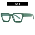 Lunettes de mode à monture carrée verte épaisse dans un style minimaliste moderne - Monture Verte Lentille Claire (C11)