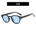 Gafas de sol redondas retro lentes azules y montura negra variante C2. - Marco Negro Brillante Lente Azul (C2)