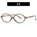Retro Korean style oval small frame glasses in transparent brown with anti-blue light lens - Olive Green Clear Lens (C3)
