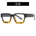 Lunettes de soleil carrées à monture noire et écaille de tortue, modèle C12 - Noir Écaille Lentille Claire (C12)