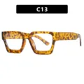 Lunettes carrées tendance en écaille de tortue avec verres clairs modèle C13 SKU - Imprimé Léopard Lentille Claire (C13)