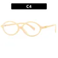 Retro small oval cream beige frame glasses with blue light blocking lenses, style C4 - Beige Clear Lens (C4)