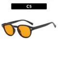 Gafas de sol redondas vintage con montura negra y lentes naranjas, modelo C5 estilo playa - Marco Negro Brillante Lente Naranja Oscuro (C5)