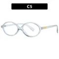 Retro small oval light blue transparent eyeglasses frame for women - Clear Grey Clear Lens (C5)