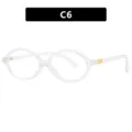 Retro transparent oval small frame glasses with anti-blue light lenses in C6 variant - Clear White Clear Lens (C6)