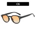 Gafas de sol redondas retro con tachuelas y lentes degradadas naranjas, color C6 - Marco Negro Brillante Lente Doble Té Claro (C6)