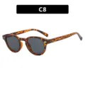 Elegantes gafas de sol redondas retro con estampado de leopardo y tachuelas en C8 - Marco Carey Lente Gris (C8)
