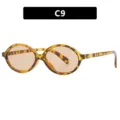 Retro oval tortoiseshell glasses frame for women with amber lenses, color code C9 - Tortoiseshell Brown Lens (C9)