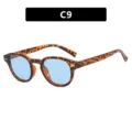 Gafas de sol redondas vintage de carey con lentes azul claro y tachuelas metálicas - Marco Carey Lente Azul (C9)