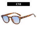 Gafas de sol retro redondas de leopardo con lentes degradadas azul claro C10 - Marco Carey Lente Doble Azul (C10)