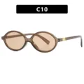 Retro vintage oval tea brown eyewear frame with anti-blue light lenses SKU C10 variant - Olive Green Brown Lens (C10)