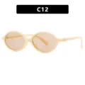 Classic retro oval cream beige glasses frame with light brown tinted lenses variant C12 - Beige Brown Lens (C12)