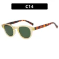 Gafas de sol redondas retro con montura amarilla transparente y remaches, variante de color C14 - Marco Amarillo Transparente Lente Verde Oscuro (C14)