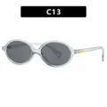 Retro oval small frame glasses in transparent blue with grey lenses - Clear Grey Grey Lens (C13)
