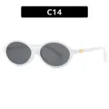 Retro oval white glasses frame with anti-blue light lenses, Korean style for women - Solid White Gray Lens (C14)