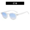 Gafas de sol redondas vintage con montura transparente y cristales degradados azules - Marco Blanco Transparente Lente Doble Azul (C16)