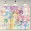 Rainbow watercolor brick wall photography backdrop for indoor and outdoor party decor - SBJ-001 / 95x75cm