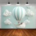 Dreamy hot air balloon ship photography backdrop for kids birthday party decoration - 95x75cm