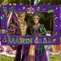 Vibrant Mardi Gras themed photography backdrop with mask and crown elements for festive parties - 150x100cm