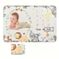 Soft forest animal baby milestone blanket for newborn growth record photoshoot - Forest Pets (SMT-001) / 91x102cm