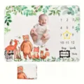 Soft flannel baby milestone blanket with forest animal design for monthly growth photography - Forest Pets (SMT-002) / 91x102cm