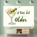 Large watercolor martini glass birthday party photography backdrop with A 'tini bit Older text - 95x75cm / Martini Glass Style (SBJ-001) / Off White